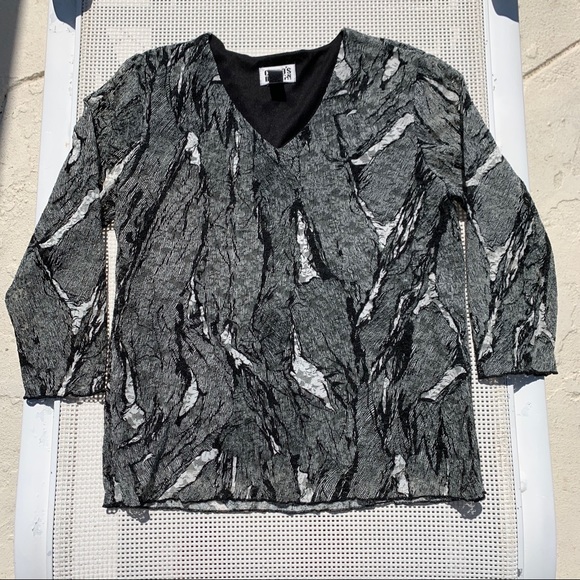 Chico’s Design Black & White Long Sleeve Blouse - Picture 4 of 8